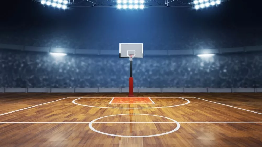 Basketball court on 3d illustration