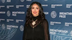 Salma Hayek at the 11th Breakthrough Prize Awards at Barker Hanger on April 6^ 2025 in Santa Monica^ CA
