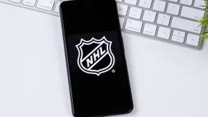 NHL app logo on a smartphone screen. Manhattan^ New York^ USA May 2^ 2020.
