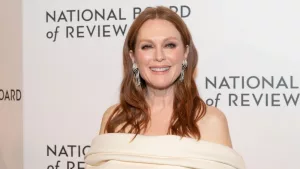 Julianne Moore wearing dress by Valentino attends National Board of Review Gala 2022 at Cipriani 42nd street New York^ NY - March 15^ 2022