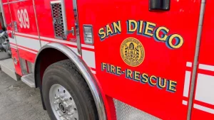 San Diego (CA) Fire Department truck close up. San Diego^ CA - July 2^ 2022