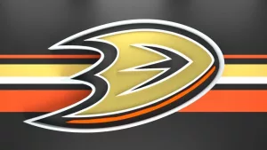 Emblem of the Anaheim Ducks. The Anaheim Ducks are a professional ice hockey team. Logo for presentation or infographics. 3D render. 3D Illustration