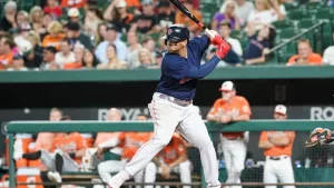 Boston Red Sox infielder Rafael Devers (11) against the Baltimore Orioles on September 10^ 2022 at Oriole Park at Camden Yards in Baltimore^ Maryland.