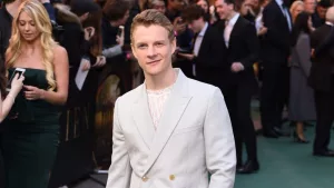 Patrick Gibson arriving for the "TOLKIEN" premiere at the Curzon Mayfair^ London LONDON^ UK. April 29^ 2019
