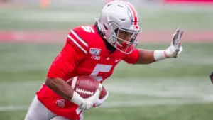 Garrett Wilson #5 - NCAA Division 1 Football University of Maryland Terrapins Vs. Ohio State Buckeyes on November 11th 2019 at the Ohio State Stadium in Columbus^ Ohio USA