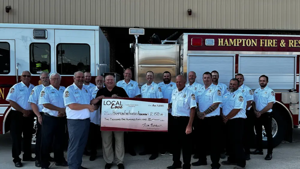 Hampton Fire Dept. receives donation from Castle, Dick and Kelch.