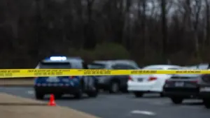 Police tape cordons off a homicide scene in Memphis^ TN on February 11th^ 2024.