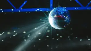 Disco ball^ party lights and lasers