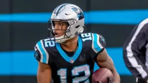 DJ MOORE (12) plays for the Carolina Panthers against the visiting Seattle Seahawks at Bank Of America Stadium in Charlotte^ NC. November 25^ 2018