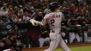 Alex Bregman infielder for the Houston Astros at Chase Field in Phoenix^Arizona USA May 4^2018.