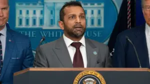 FBI Director Kash Patel Speaks during President Donald Trump press briefing. Washington DC^ United States^ August 11 2025