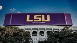 LSU Tiger Stadium. Outdoor stadium located in Baton Rouge^ Louisiana^ on the campus of Louisiana State University. It is the home stadium of the LSU Tigers football team. Taken February 9^ 2025