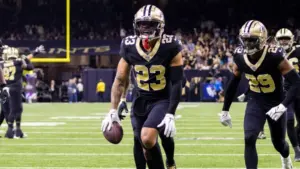 #23 MARSHON LATTIMORE JACKSONVILLE JAGUARS VS NEW ORLEANS SAINTS WEEK 7 OCTOBER 19^ 2023 CAESARS SUPERDOME NEW ORLEANS LOUISIANA