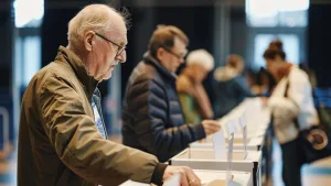 Voters submit their ballots. Ai Generated, Voting, Election royalty-free stock illustration.