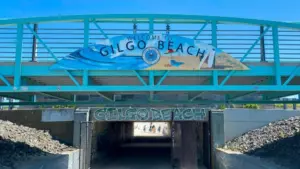 Tunnel under Ocean Parkway to enter Gilgo Beach and the Atlantic Ocean. Babylon^ New York^ USA - 14 May 2023