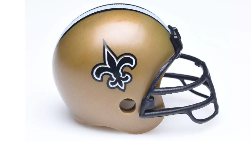 NFL Football Helmet for the New Orleans Saints of the NFL Conference South.