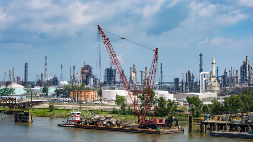 Plant at Mississippi river bank. Louisiana^ USA