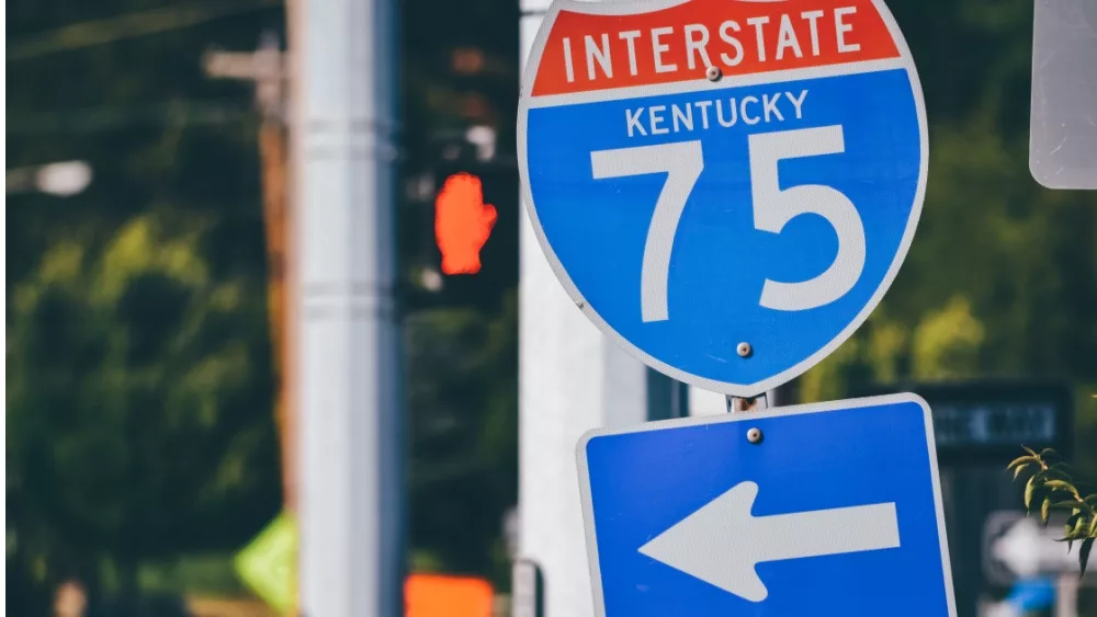 Road sign on 75 interstate road in Kentucky^ USA