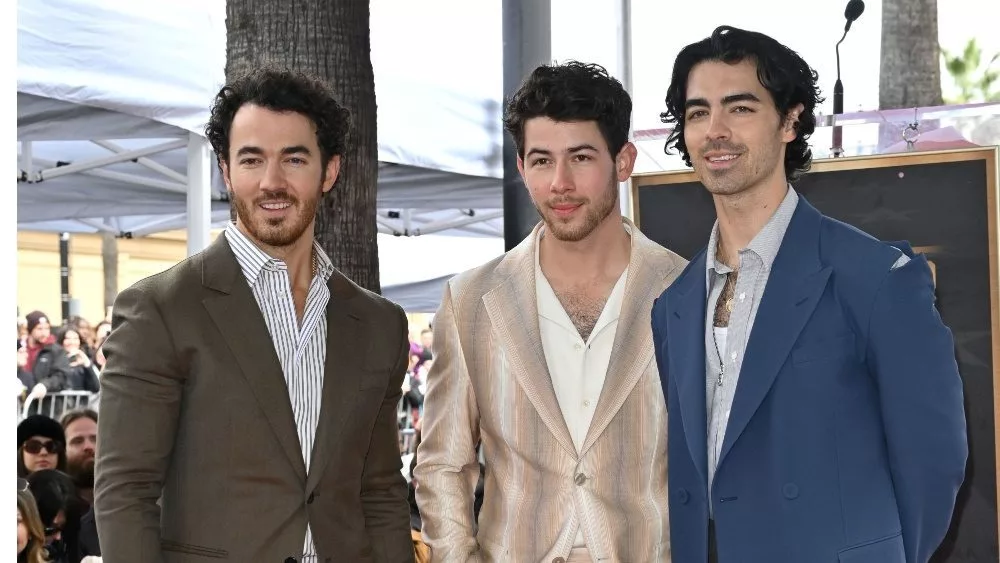 Kevin Jonas^ Nick Jonas and Joe Jonas at the Hollywood Walk of Fame Star ceremony LOS ANGELES^ CA. January 30^ 2023