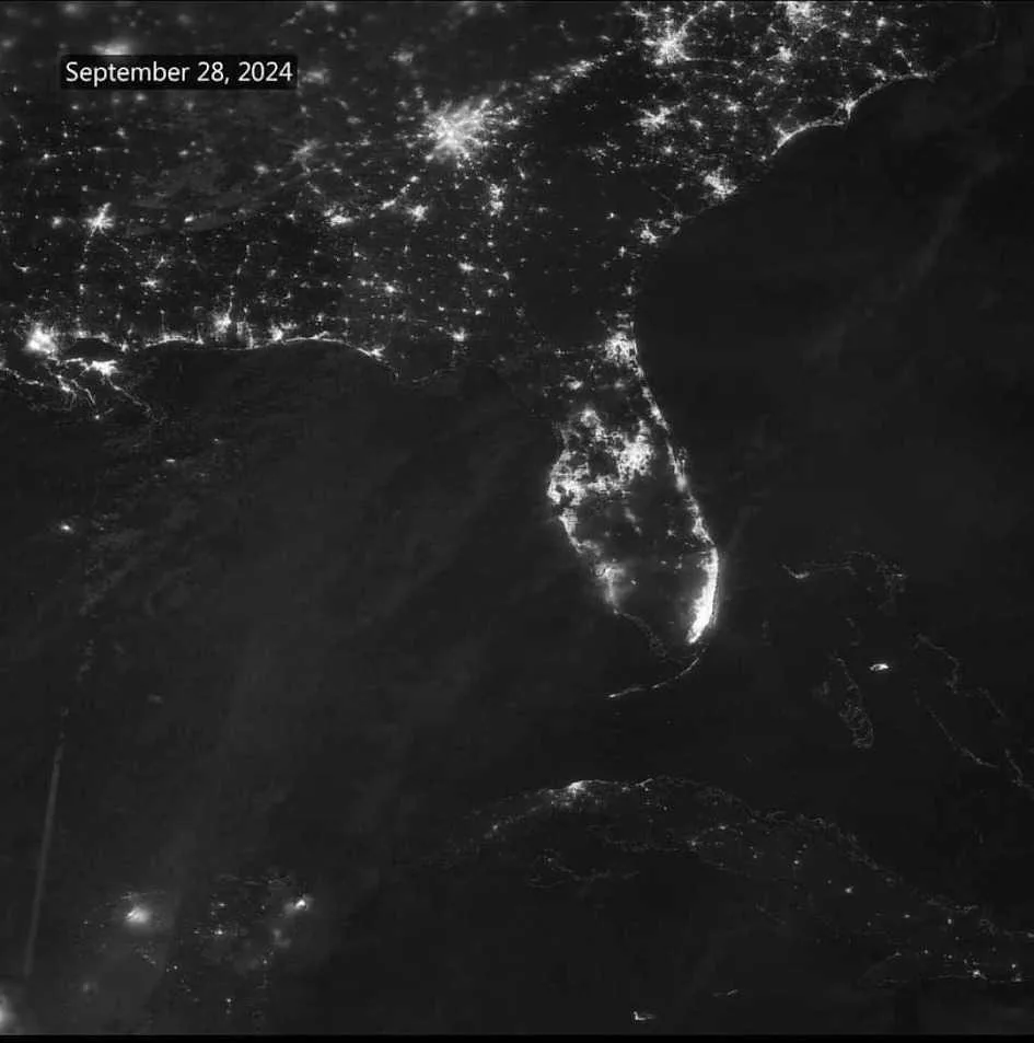National Weather Service posts powerful image showing Helene's path of power outages