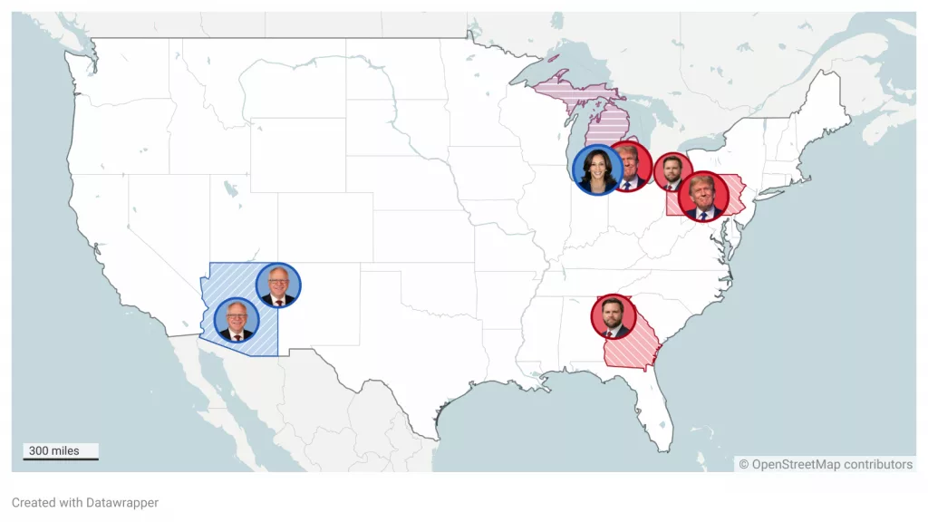 Interactive Map: Where are the presidential candidates on Oct. 26?