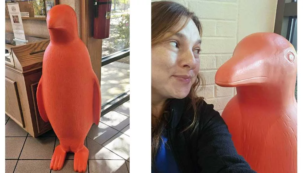 Stolen orange penguin artwork found in a South Carolina dumpster, sheriff says