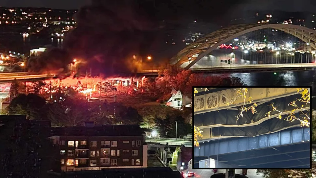 Massive fire closes Ohio River bridge near Cincinnati, damages its steel structure