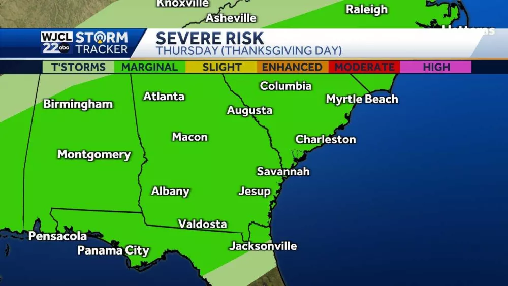 Thanksgiving Day thunderstorms possible...the latest timing