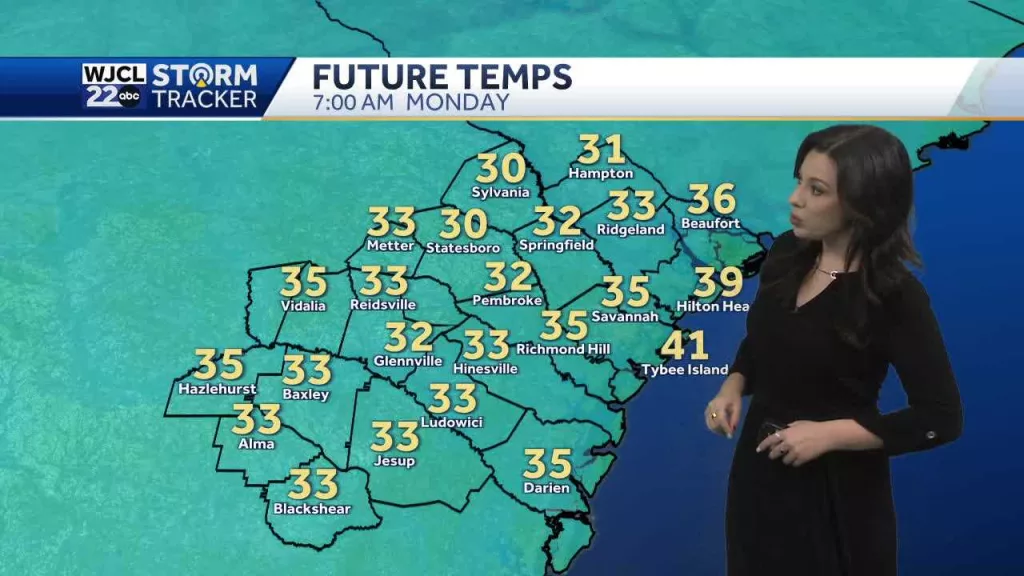 Frosty start to the new work week with lows near freezing