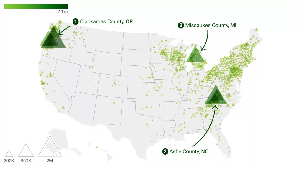 Mapped: Where US Christmas trees come from