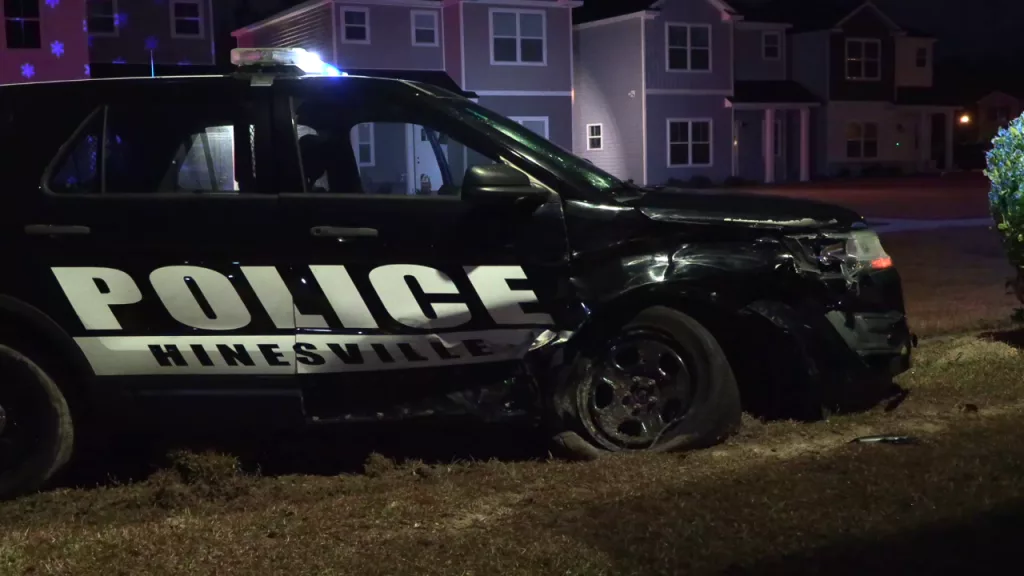 Hinesville police vehicle damaged in crash