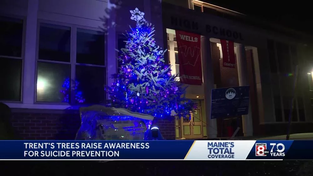 Family puts up holiday trees throughout Maine in honor of son who died by suicide