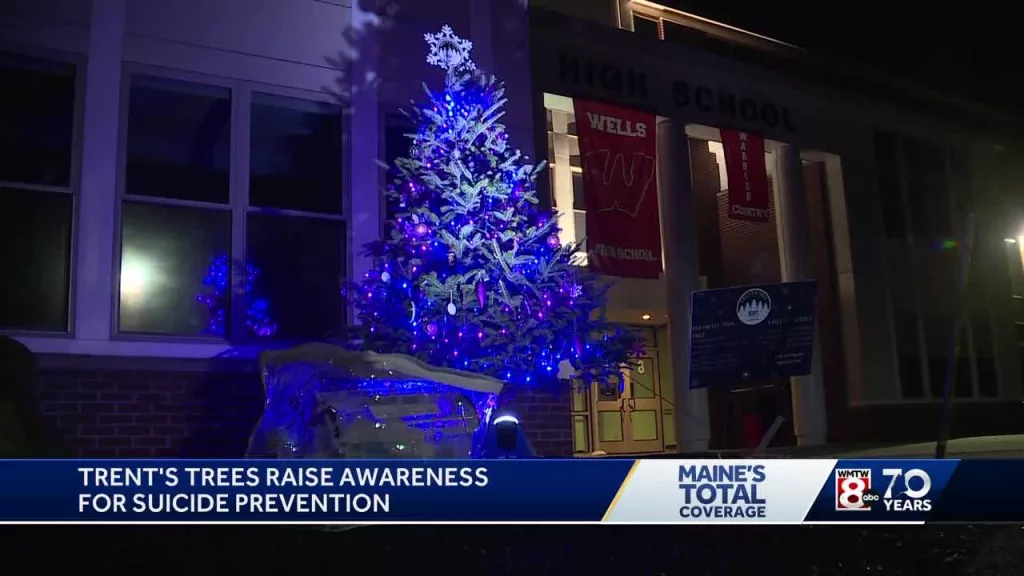 Family puts up holiday trees throughout Maine in honor of son who died by suicide