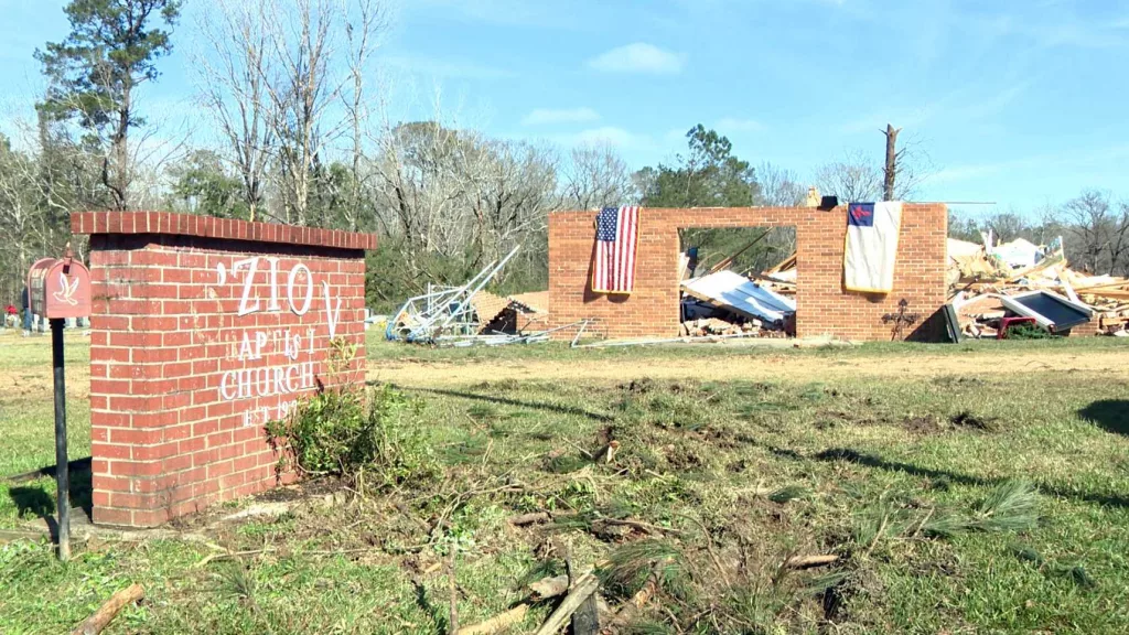 2 survive as Mississippi storm brings down 100-year-old church around them