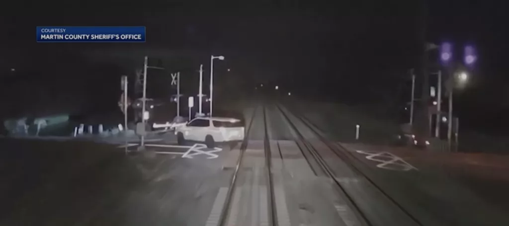 WATCH: Video shows Florida deputy struck by freight train in patrol vehicle