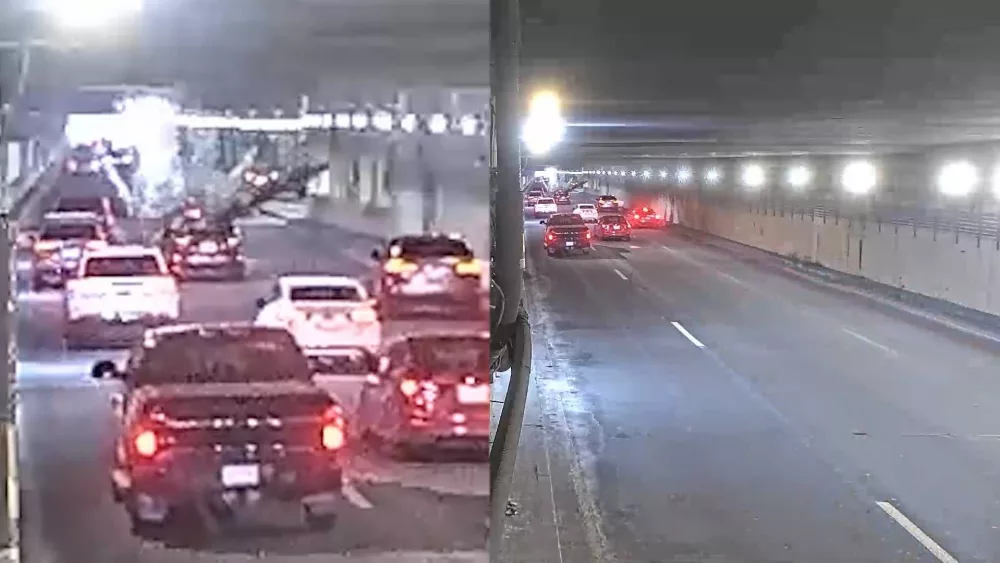 VIDEO: Concrete falls inside busy Boston tunnel