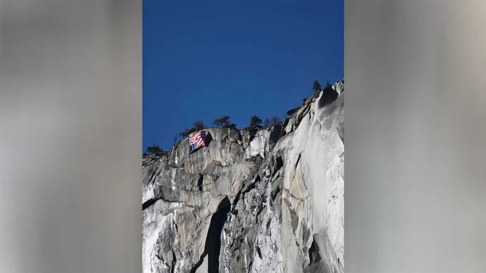 Why an upside-down American flag was hung in Yosemite National Park