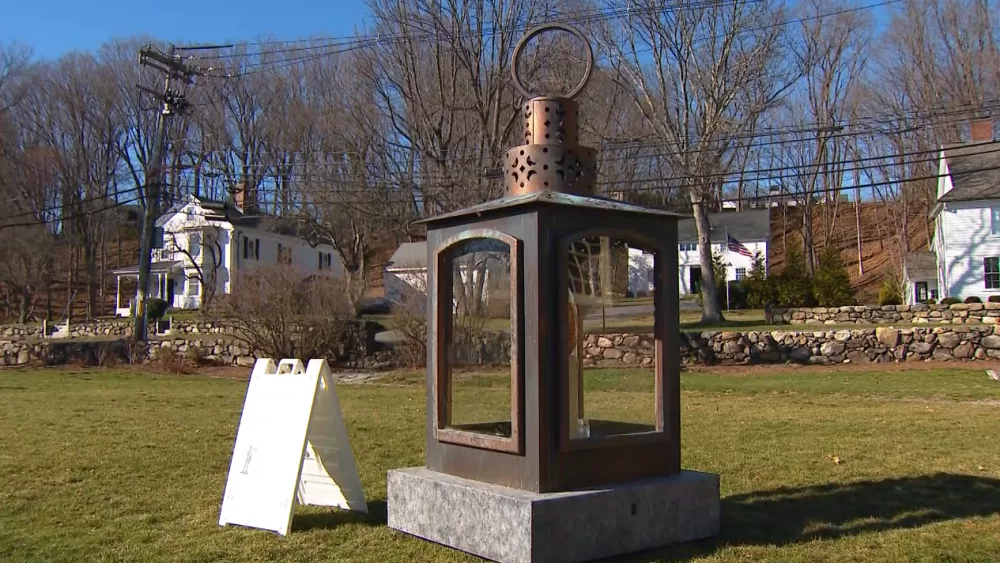 10-foot tall lantern lighting pays homage to events that set off American Revolution