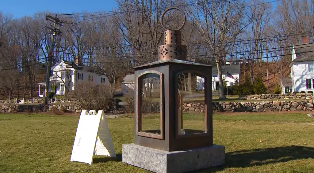 10-foot tall lantern lighting pays homage to events that set off American Revolution
