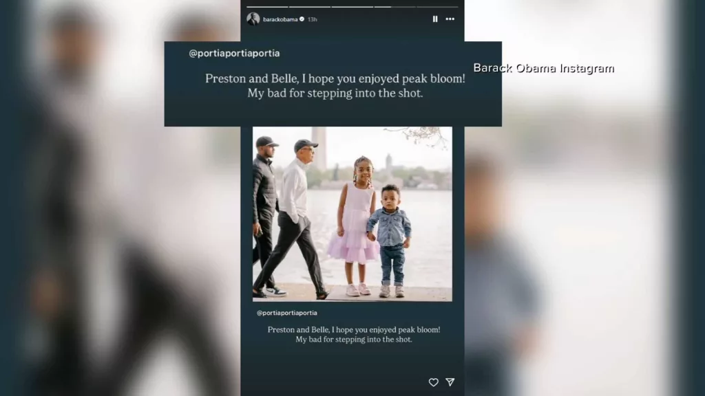 Barack Obama photobombs a family's D.C. cherry blossom portait