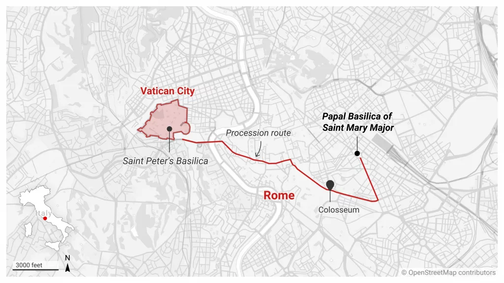 See where the funeral and procession for Pope Francis will take place