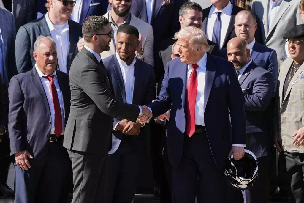 Trump celebrates the Super Bowl champ Eagles at White House, but star QB Jalen Hurts skips ceremony