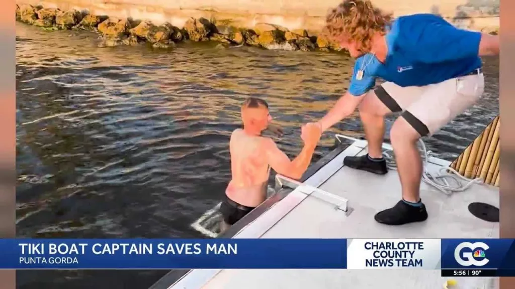 Florida tiki boat crew rescues bleeding man in water, then sings karaoke