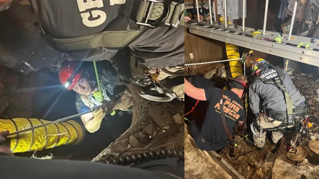 Rescue crews in Georgia save man trapped down 75-foot well