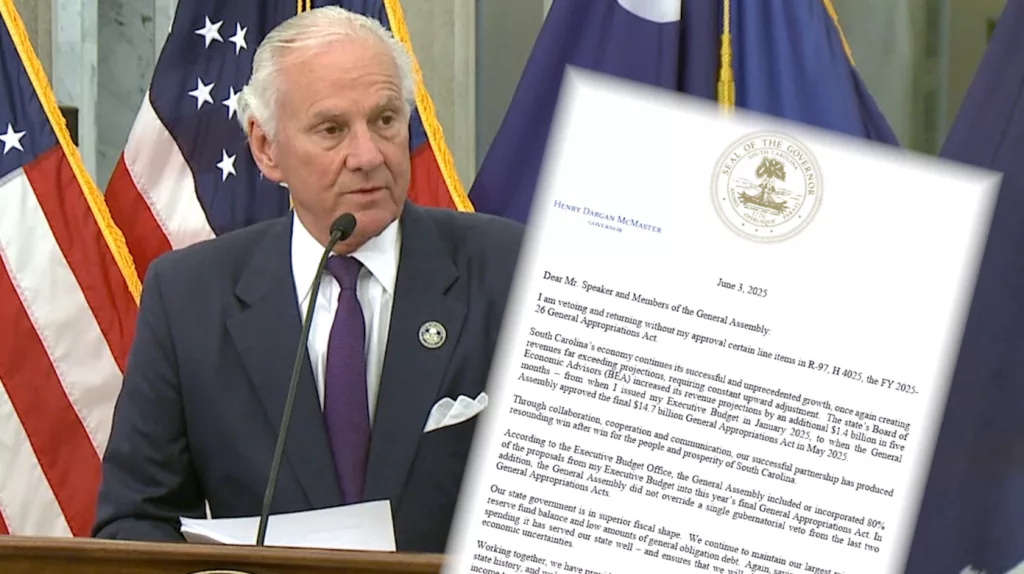 Gov. McMaster Issues 11 Budget Vetoes, Citing Redundancy and Legal Concerns
