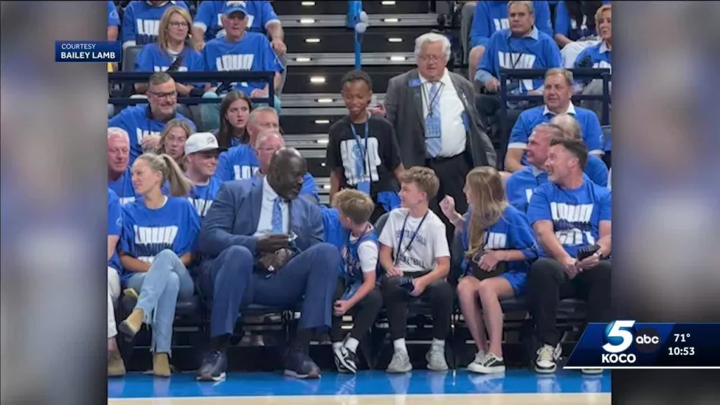 Young Thunder fans enjoy courtside NBA game with Shaquille O'Neal