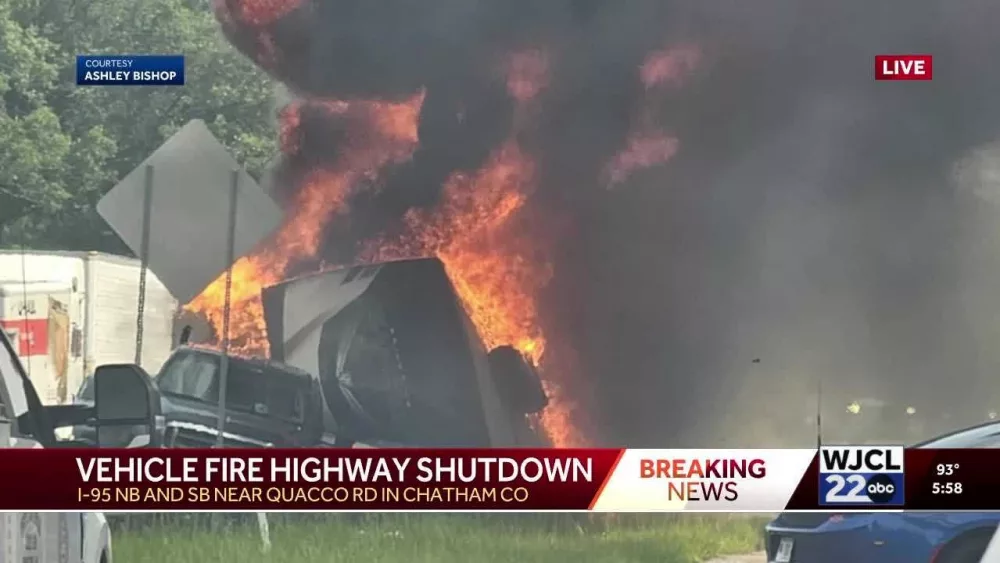 I-95 near I-16 shut down due to vehicle fire