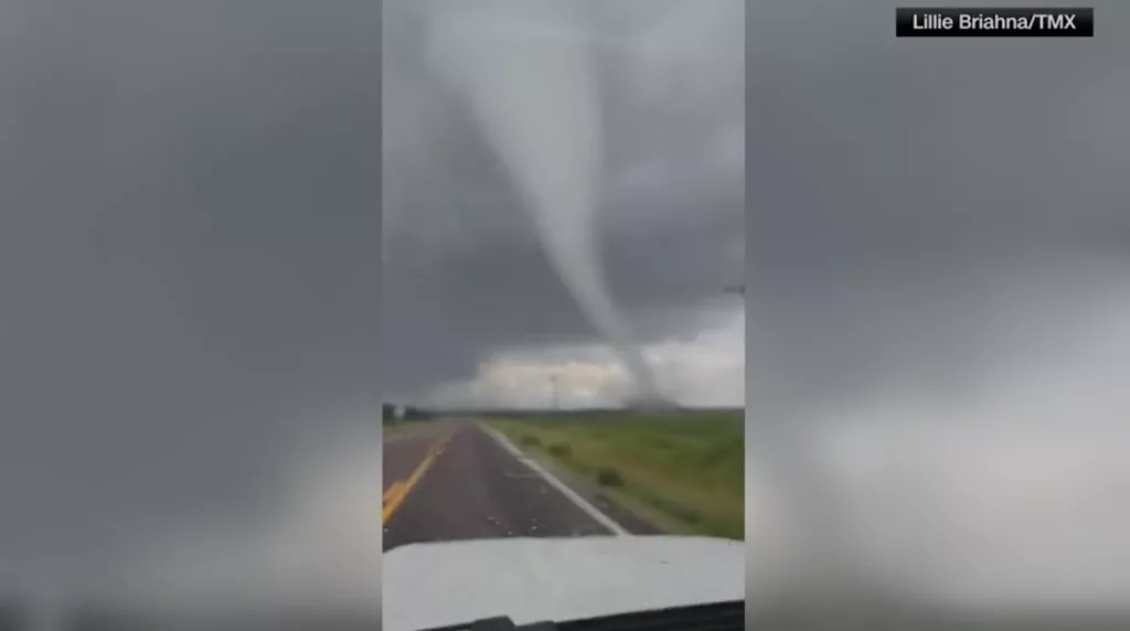 Caught on camera: Tornado crosses road in front of driver in Minnesota