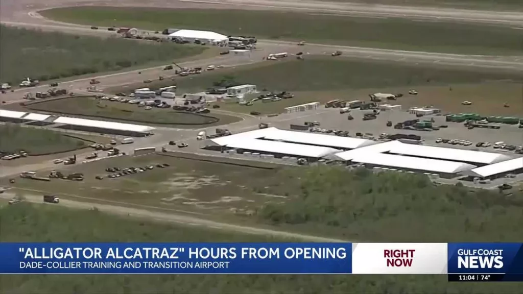 Trump visits site of new 'Alligator Alcatraz' immigration detention facility in Florida