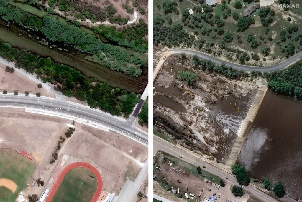 Satellite images show before and after Texas floods